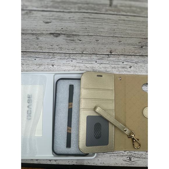 OCASE iPhone 16 Case Wallet Folio Card Holder Kickstand Magnetic Closure Gold - Picture 2 of 3